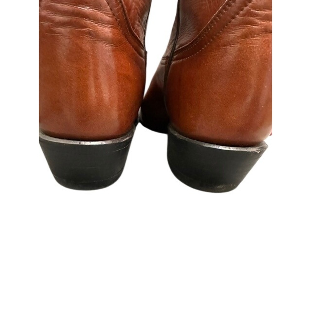 Vintage Tony Lama 5084 Men's Cognac Brown Leather Western Cowboy Boots Size 9D - Picture 8 of 16